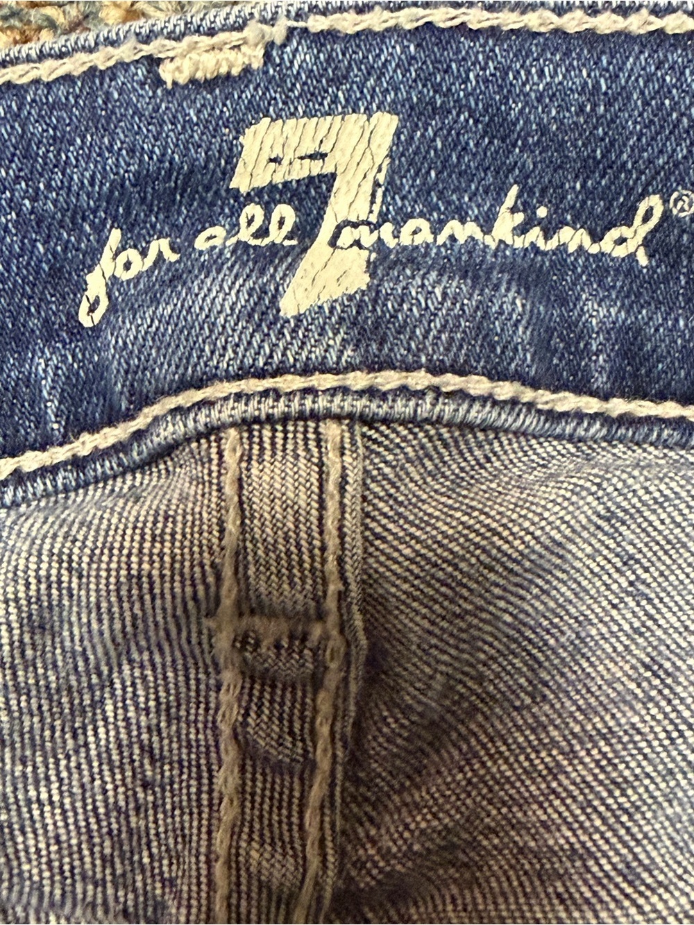 7 For All Mankind Bootcut Jeans 27 Medium Wash Blue Denim Y2K Vibe Long Inseam - Picture 11 of 11